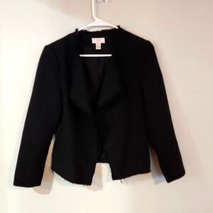 Loft size 4 blazer jacket loft outlet open cardigan coat knit woven tweed frayed